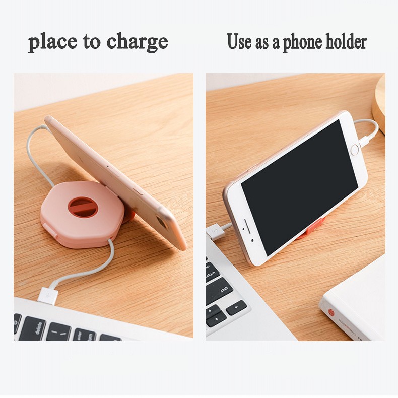 Kotak Penyimpanan Kabel Data / Charger USB / Earphone Multifungsi Bentuk Heksagonal Portable