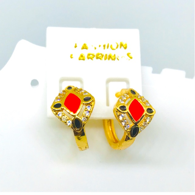 Anting wanita // anting jepis lapis emas // anting klip cat catan //pwrhiasan //anting