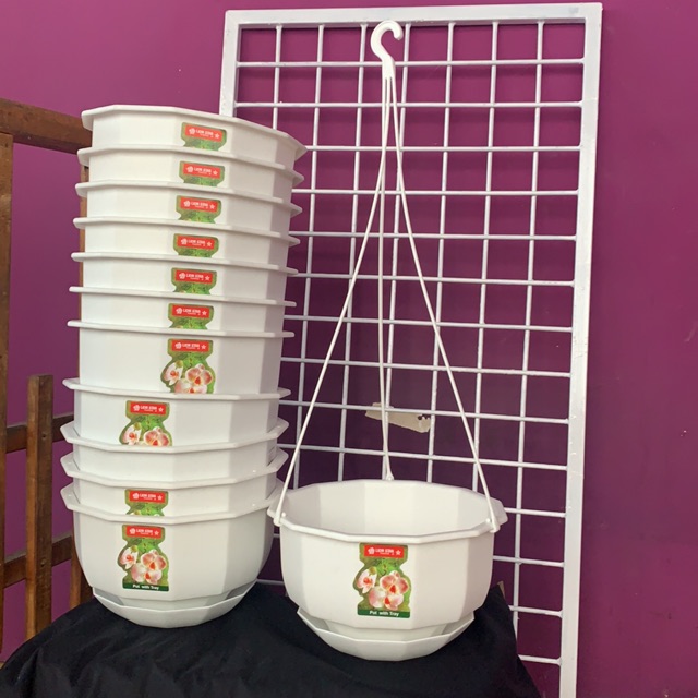 Pot gantung putih Lion star gardenia flower 08