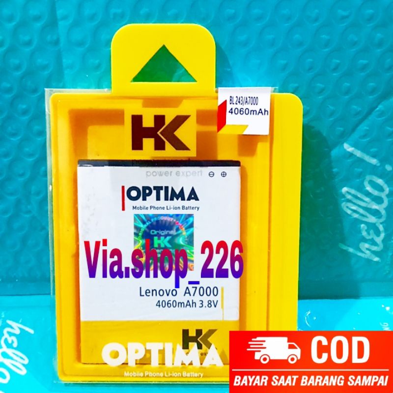 BL 243 BATERAI DOUBLE POWER LENOVO A7000 A7000+ A7700 A7700+ K3 NOTE K5 T5 BL243 ORIGINAL HK BATRE