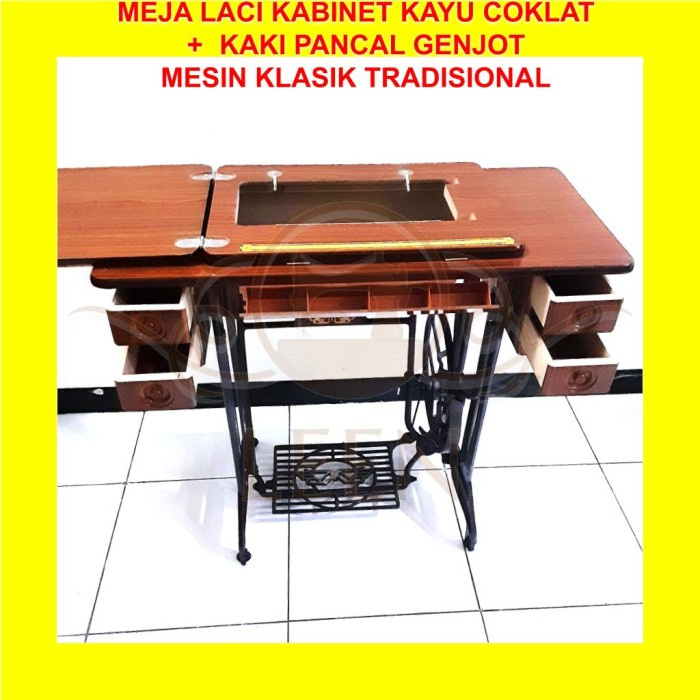 Meja Laci Kabinet Kaki Pancal Genjot SET Mesin Jahit Tradisional LEEN