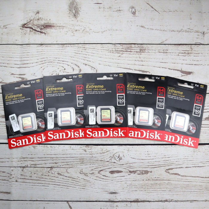 SanDisk Extreme SDXC Card UHS-I V30 U3 Class 10 (150MBs) 64GB