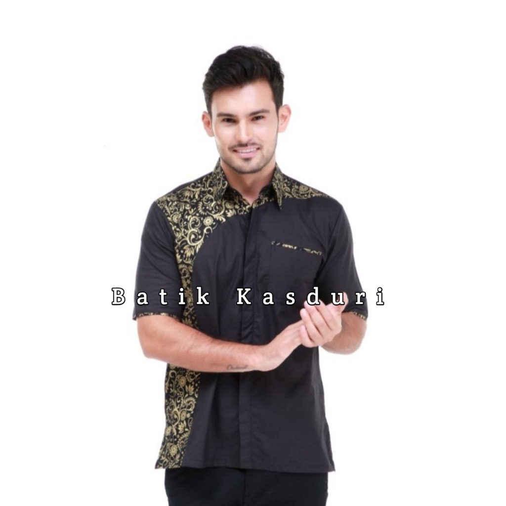 Kemeja Batik Pria Lengan Pendek Atasan Baju Hem Batik Motif Clurit