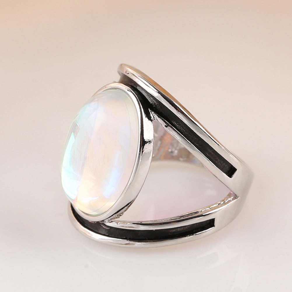 Hu Hu Hu Hu Hu Alat Bantu Pasang Kacamata♡ Cincin Batu Moonstone Imitasi Bentuk Oval Besar Aneka Warna Untuk Wanita