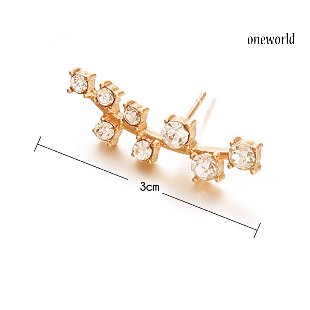 OW@ 1Pc Shiny Rhinestone Branch Stud Earrings Women Fashion Party Jewelry Xmas Gift