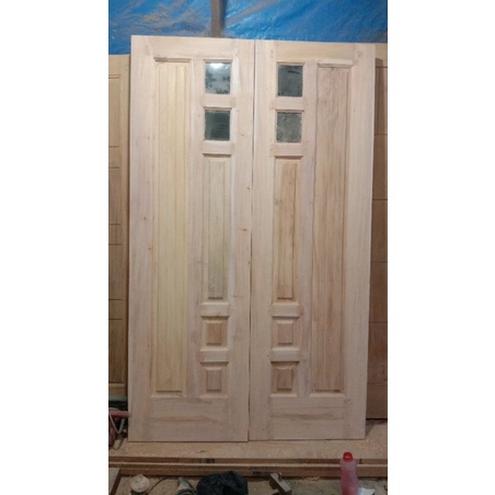 1 set kusen dan pintu kupu tarung kayu jati putih