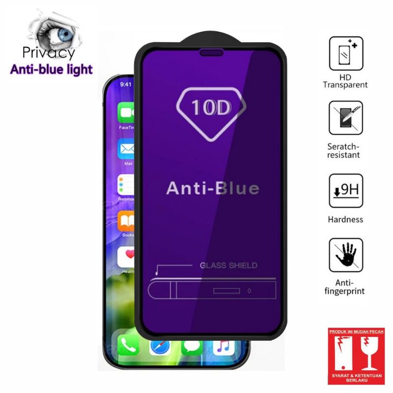 Tempered Glass Anti Gores Temperglass Tg Kaca Blue Full Screen Anti Radiasi Oppo A37 A37F A33 A53 A54 A59 A71 A83 A52 A72 A73 A91 A92 NEO 9