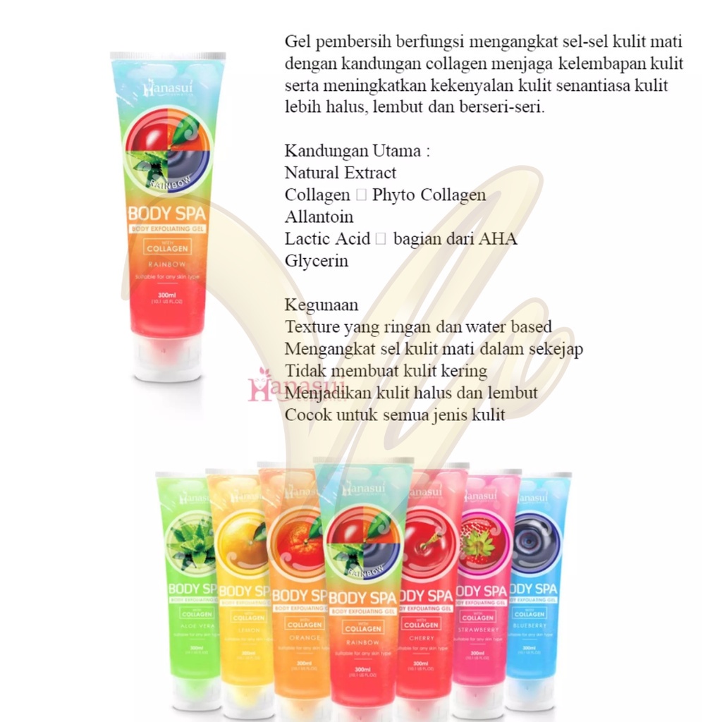 Hanasui (BPOM) Body Spa Exfoliating Gel 300ml-gel perontok daki bolot (VICTORIA)