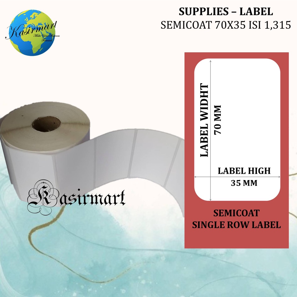 Label Semicoat 70x35 Kertas Sticker Etiket Semicoated 70x35 1 Line