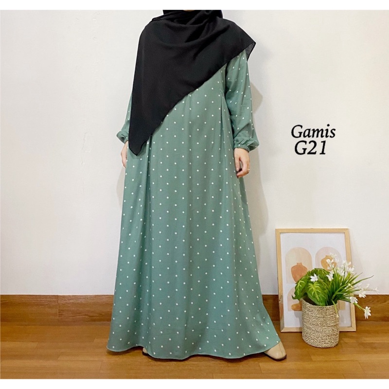 [bisa COD] gamis syari motif bahan katun rayon adem, jatuh, halus-5