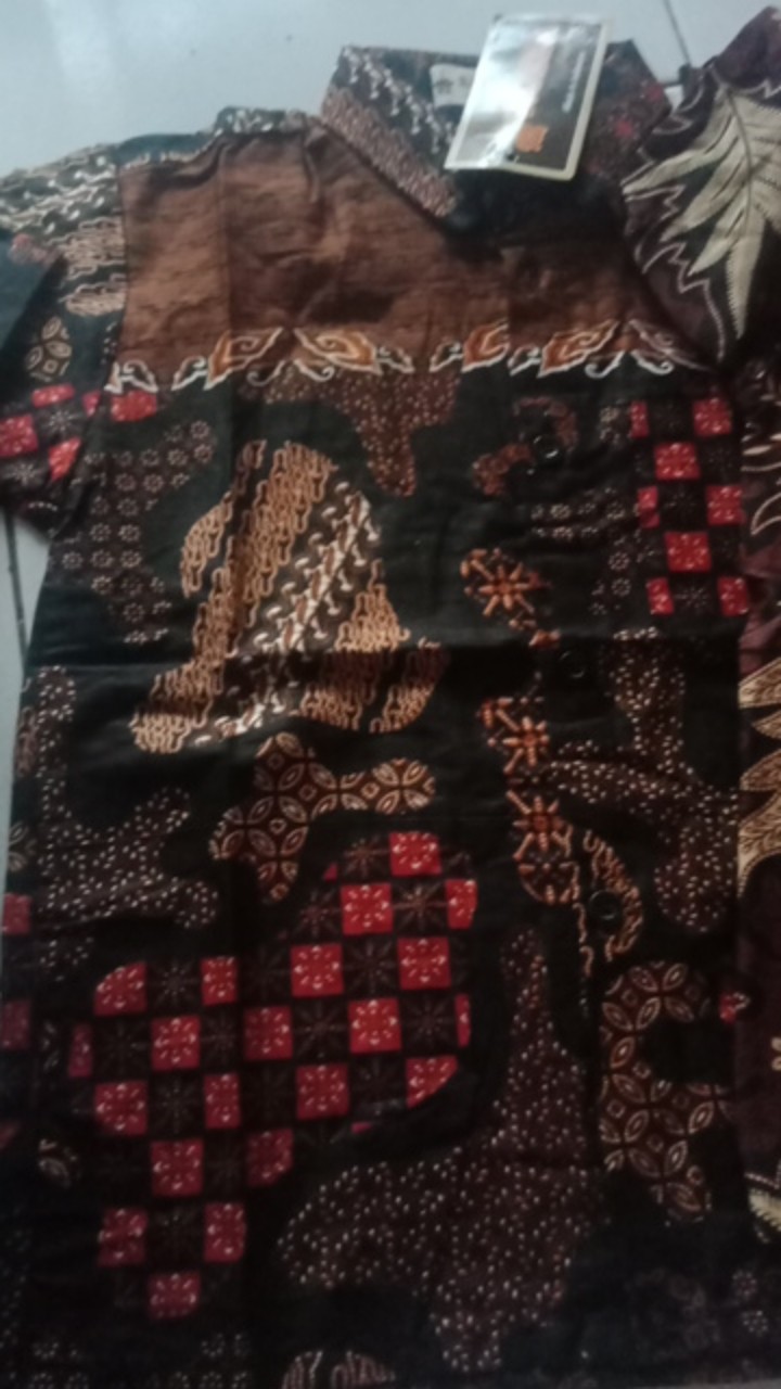 Ruzza Batik Anak Ukuran 0-15 Tahun Kemeja Motif Sekar Jagad Sogan Coklat Baju Laki-laki