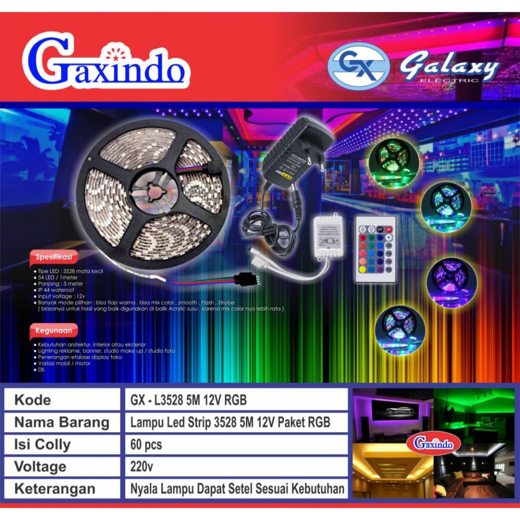 Lampu led strip/selang 5m REMOTE