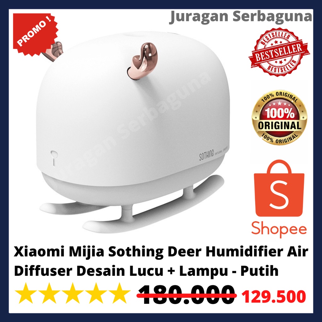 Xiaomi Mijia Sothing Deer Humidifier Air Diffuser Desain Lucu + Lampu