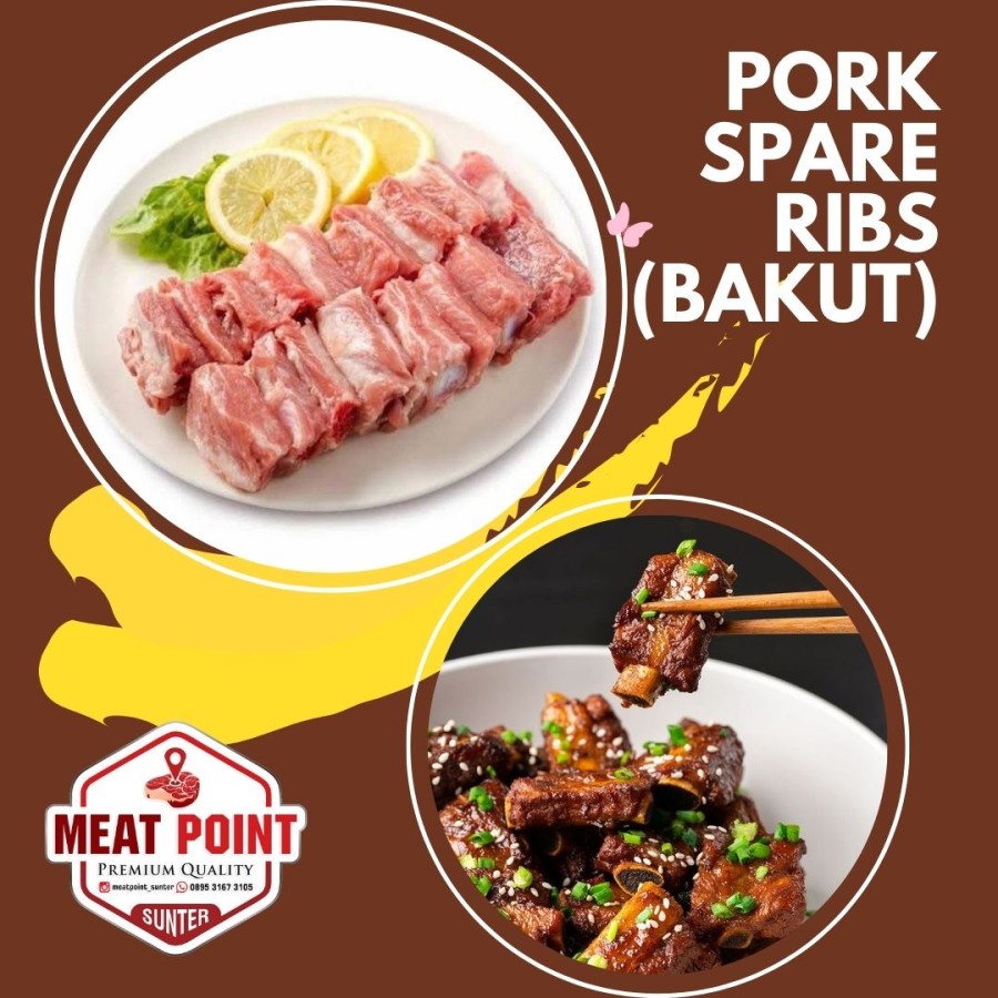 

PREMIUM PORK SPARE RIBS/IGA BABI MURNI POTONG 5CMX5CM