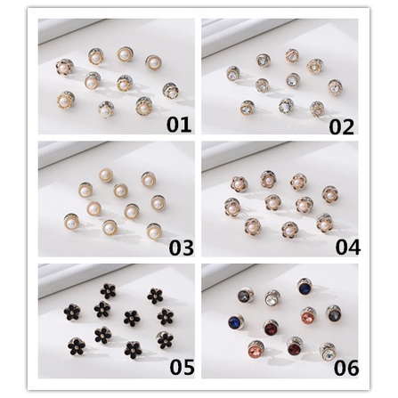 10pcs Bros Pin Bentuk Bunga Aksen Mutiara Berlian Imitasi Anti Silau Gaya retro Untuk Wanita