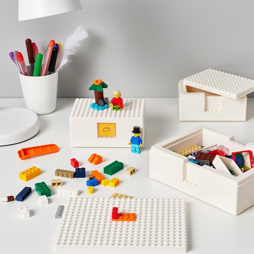 Koleksi BYGGLEK Kotak LEGO® dengan tutup set isi 3 putih