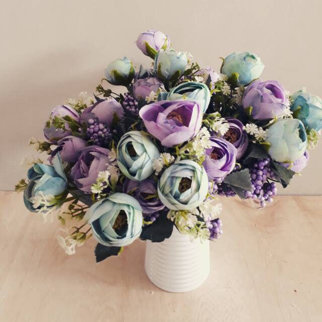 Set bunga shabby chic+pot ulir