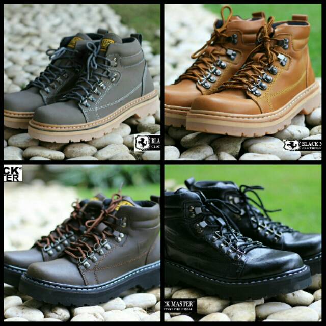 Sepatu Boots Safety Pria Black Master kulit Casual Kerja Touring Biker Formal Pria Underground