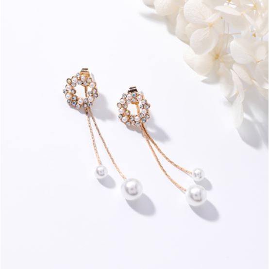 Anting Wanita Bunga Dengan Aksen Permata Aksesoris Fashion-L