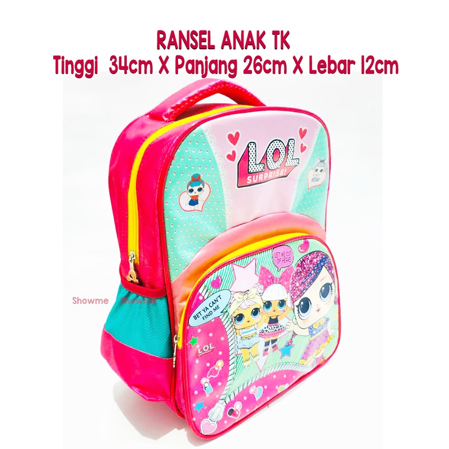 Showme Tas Ransel Anak Sekolah TK 12INCI (T34cm X P26cm X L12cm) LOL SURPRISE