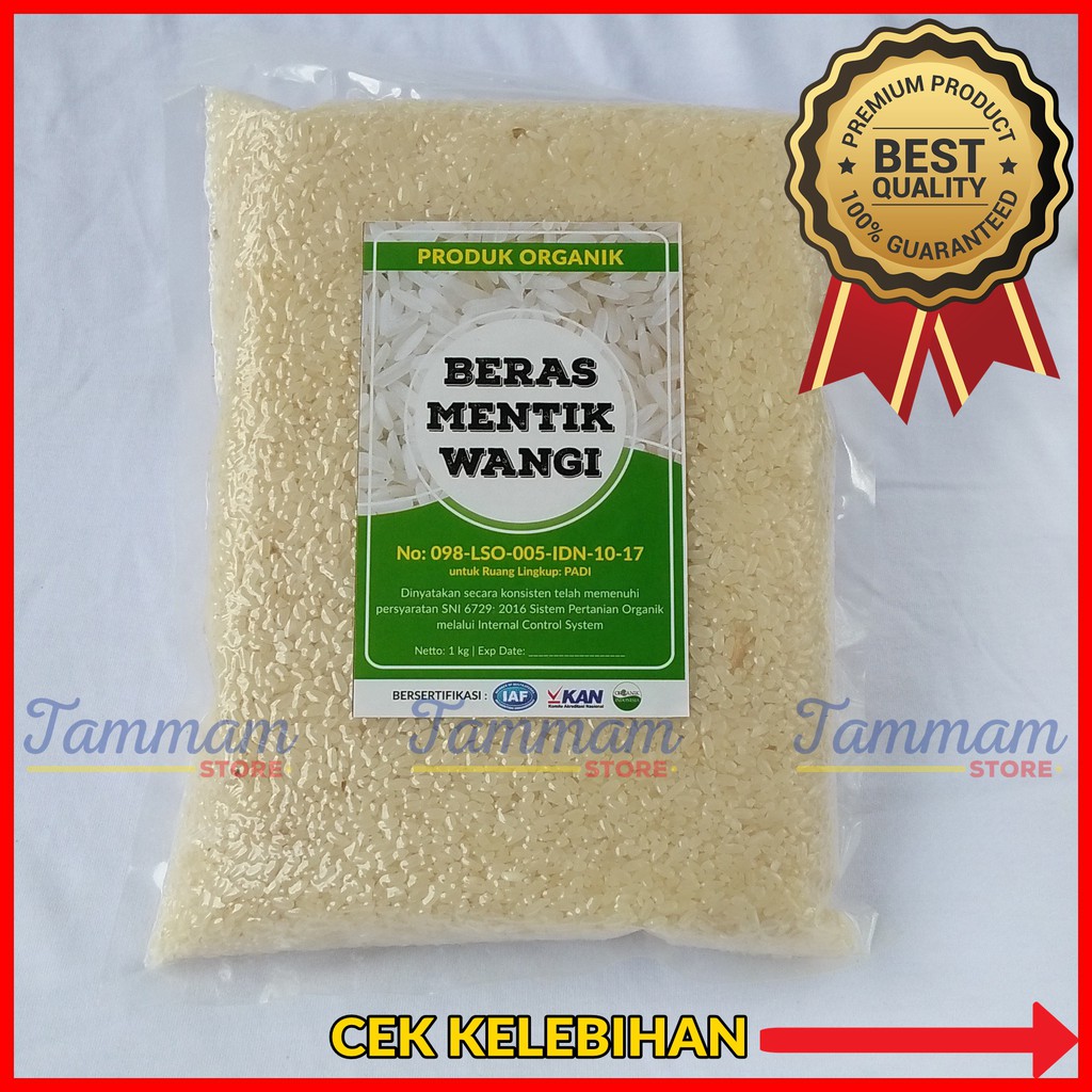 Beras Mentik Wangi ORGANIK 1Kg Bersertifikasi | Shopee