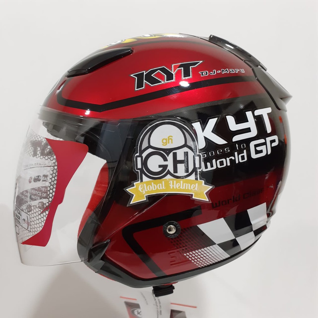 HELM HALF FACE KYT DJ MARU KYT DJMARU MOTIF #11 BLACK MAROON