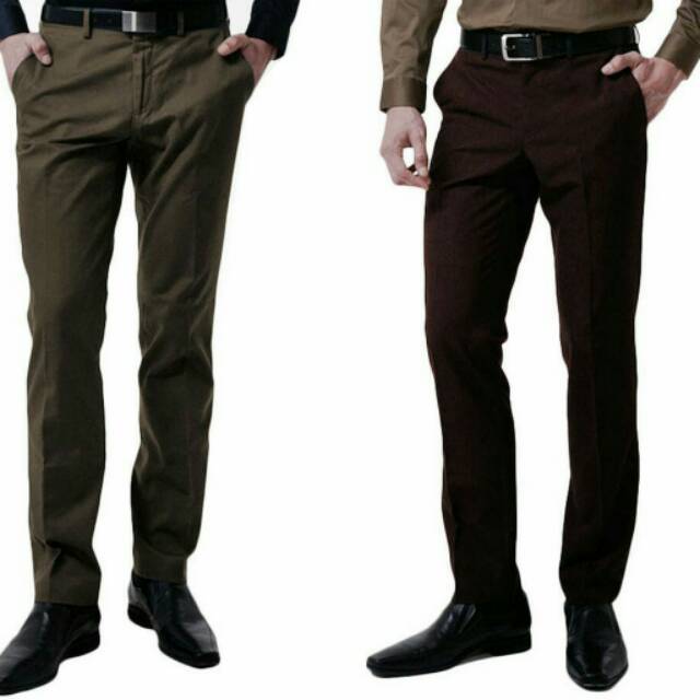 VM CELANA FORMAL PRIA SLIM FIT -  CELANA KERJA COKLAT