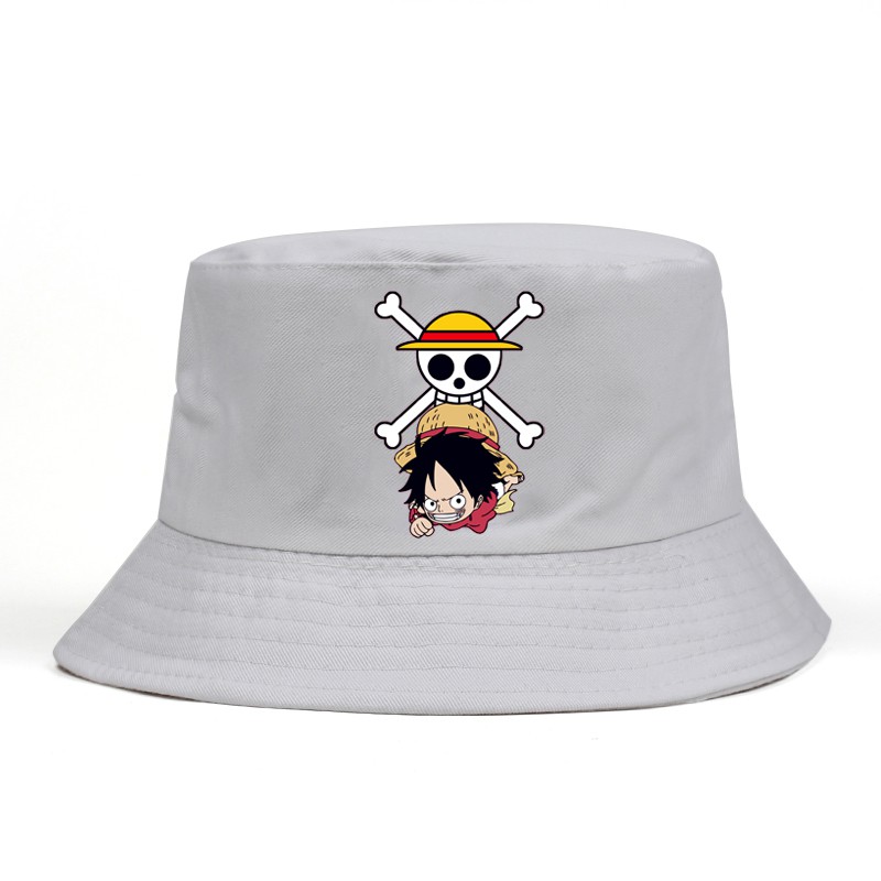 One Piece Topi Bucket Motif Anime Bajak Laut Bahan Katun 100%