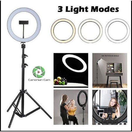 PAKET RING LIGHT 33CM KEKINIAN 3 MODE WITH TRIPOD 2.1M SERBAGUNA