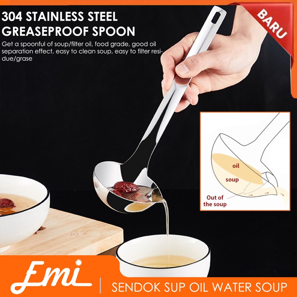 Sendok Sup Oil Water Soup Separation Spoon Stainless Steel