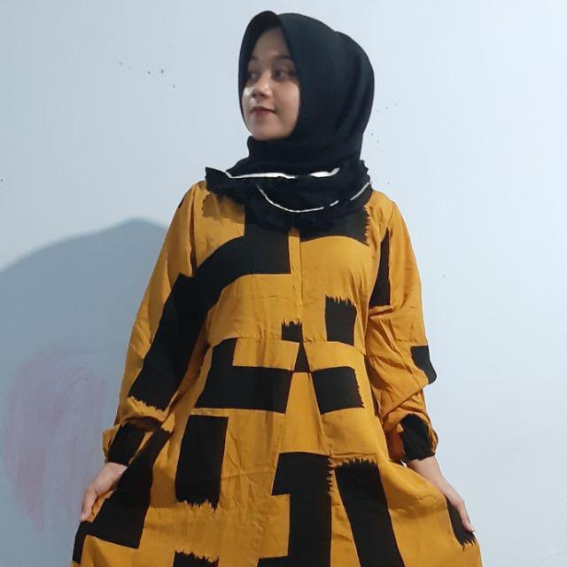 Gamis Twill Batik Terbaru Abstrak Malam