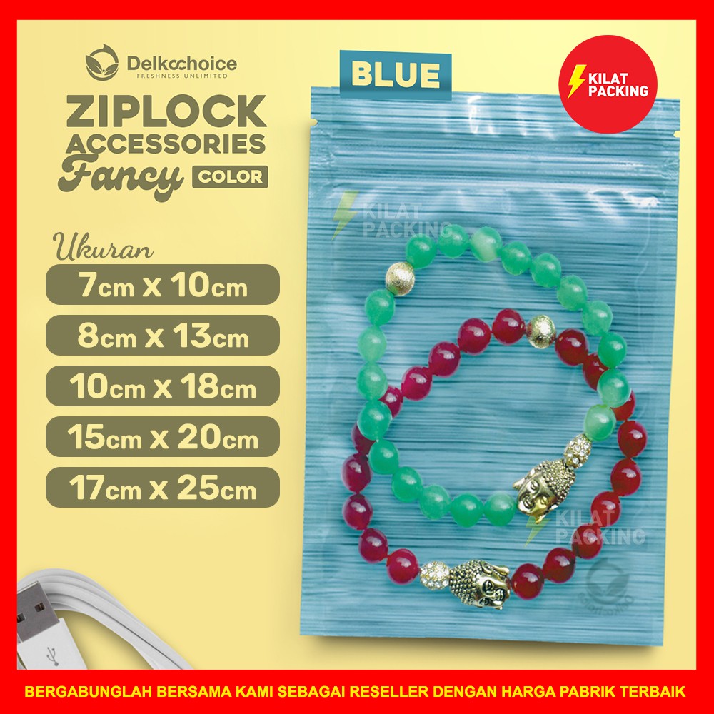 Plastik Klip Kombinasi AKSESORIS / SNACK / BUBUK - Lay Bag Zipper Ziplock VARIAN BLUE LINE SATUAN