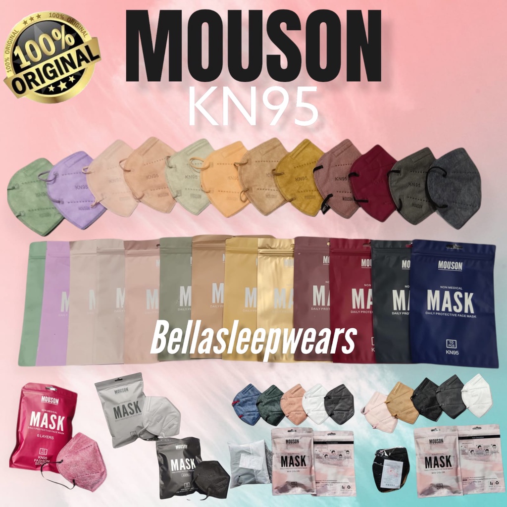 PER PACK 10 PC - MASKER KN95 5PLY MOUSON EMBOS 10 WARNA WARNI &amp; MIX