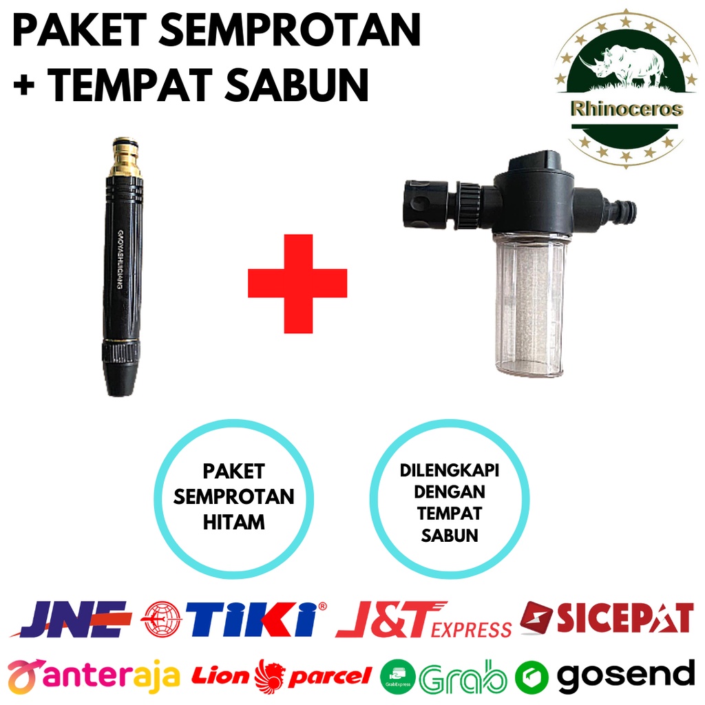 Paket Semprotan Tekanan Tinggi + Tempat Sabun Cuci Mobil 1/2 - 3/4Inch