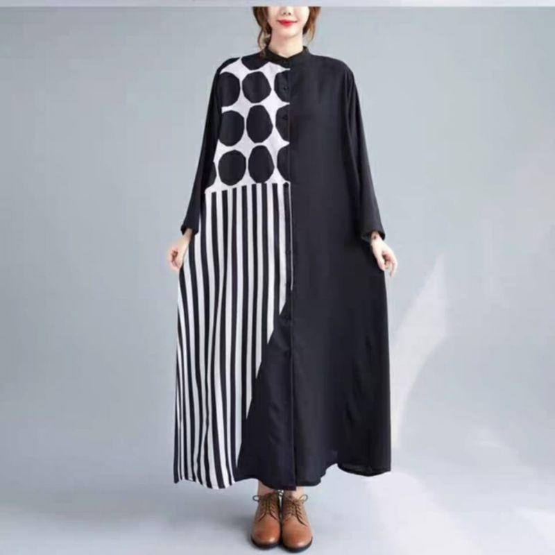 MDLV ~ 83004# Arletta Maxi Dress Oversize Dress Long Dress Big Size Fashion Import