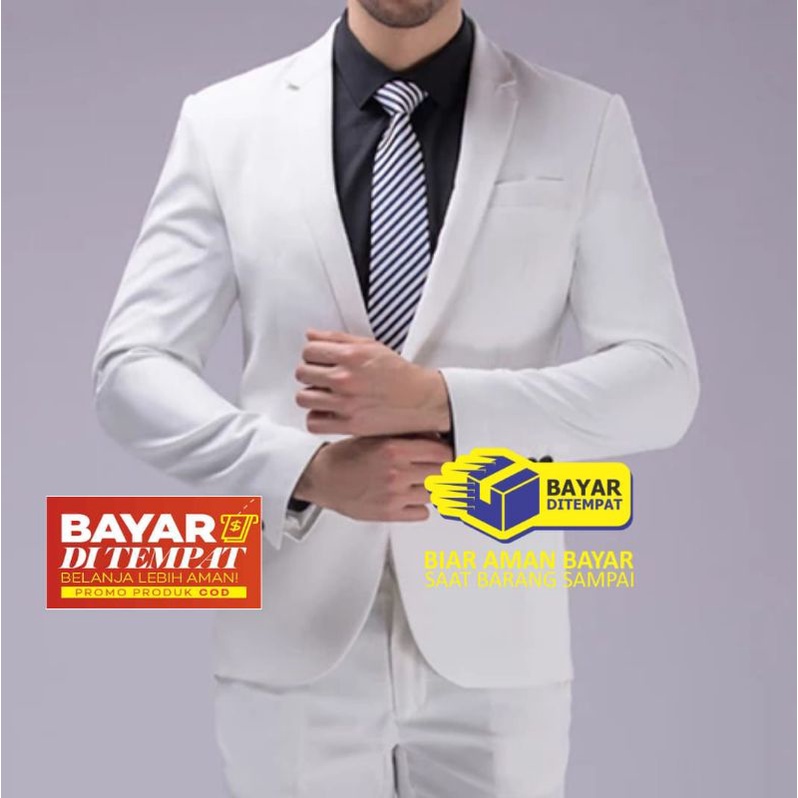 Jas Full putih / Jas pria putih / Jas formal putih / Jas putih pria