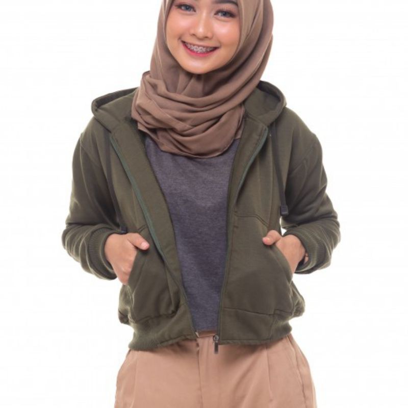 JAKET CROP HOODIE WANITA / HOODIE / JAKET CROP