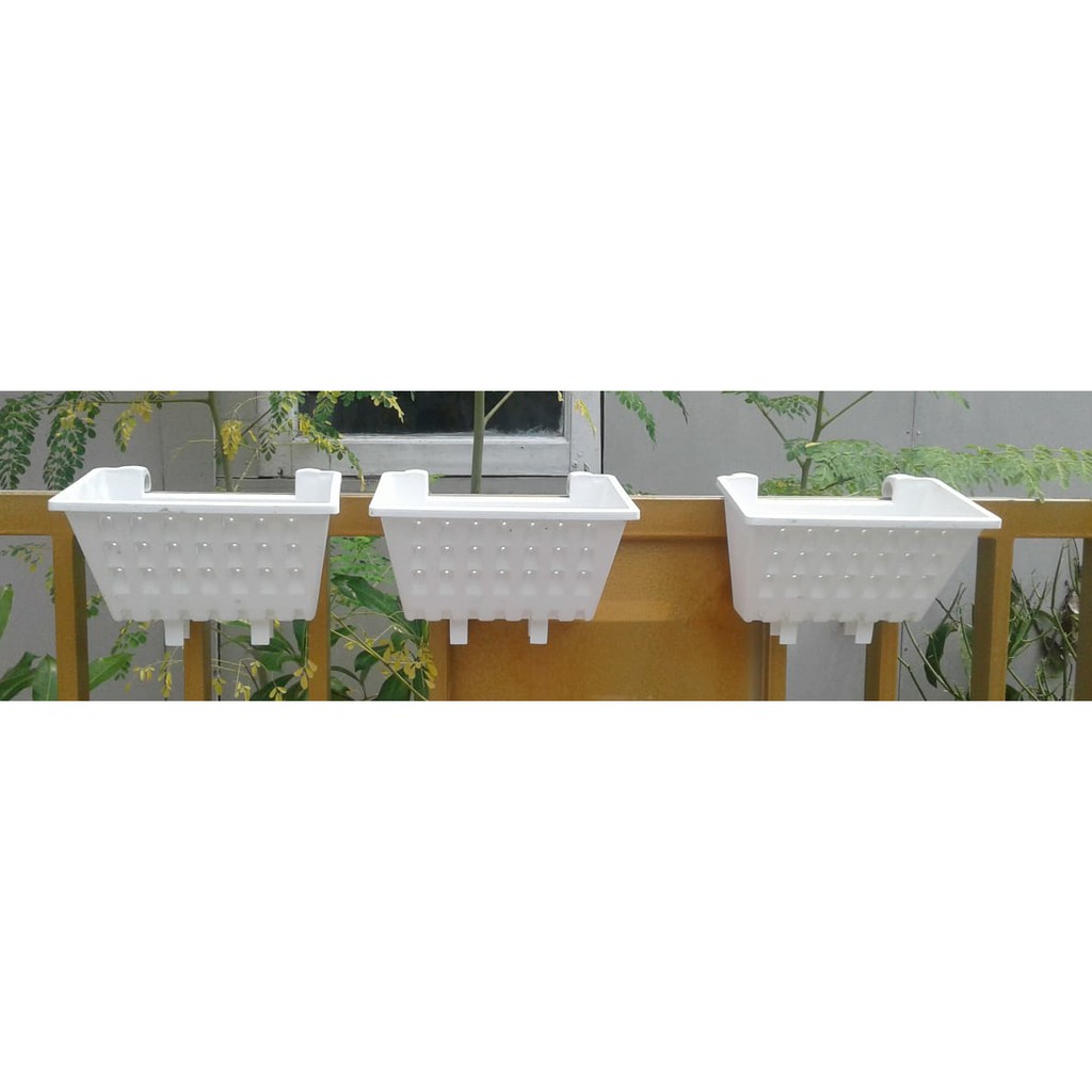 Pot Dinding Argo 01 Putih 21 22 Cm Pot Tempel Pager Argo01 - Pot Vertical Garden Vertikal