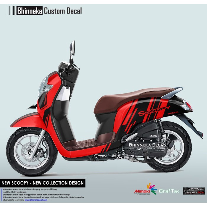 Decal Stiker HONDA NEW SCOOPY BLACK RED