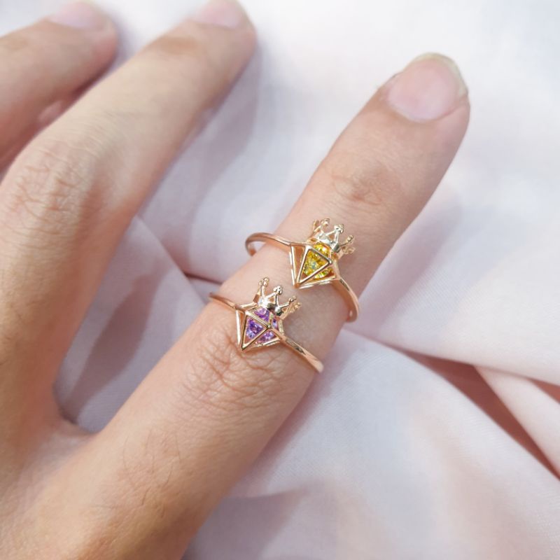 [NEW] [LIMITED STOCK] Cincin birthstone mahkota permata emas asli kadar 375 8K