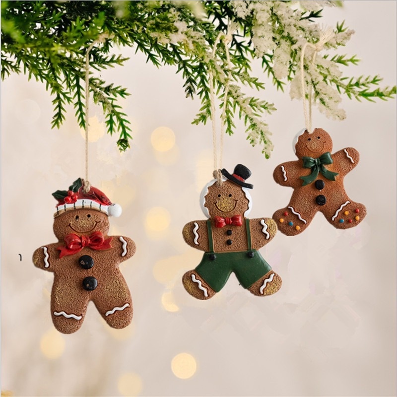 Ornamen Liontin Gantung Desain Kartun Gingerbread Man Untuk Dekorasi Pohon Natal