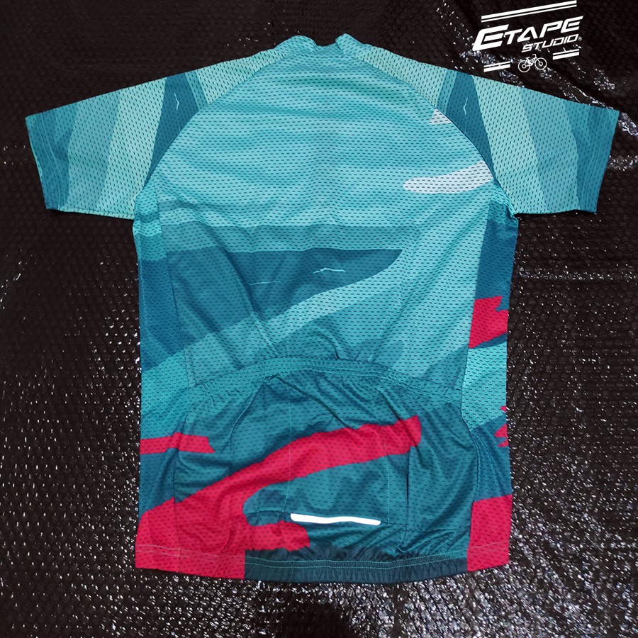 Jersey Road Bike Blue Red Wave Baju Sepeda MTB SELI