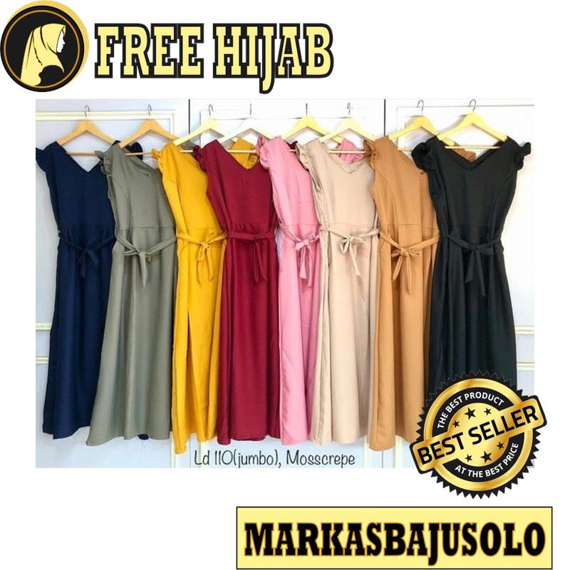 GAMIS LISHA OUTER DRESS MOSCREPE PREMIUM / GAMIS SYARI MURAH BRUKAT PLISKET BROKAT JUMBO ANAK