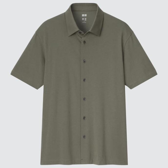 KAOS POLO SHIRT PRIA UNIQLO AIRISM KEMEJA POLO JERSEY LENGAN PENDEK (FULL OPEN) PRIA DISCOUNT