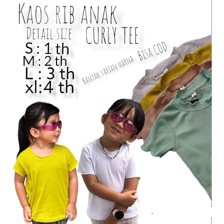 kaos rib Curly tee anak/kaos rib anak/premium