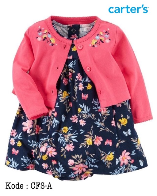 Carter Love Setelan Dress Jumper Cardigan Anak Perempuan