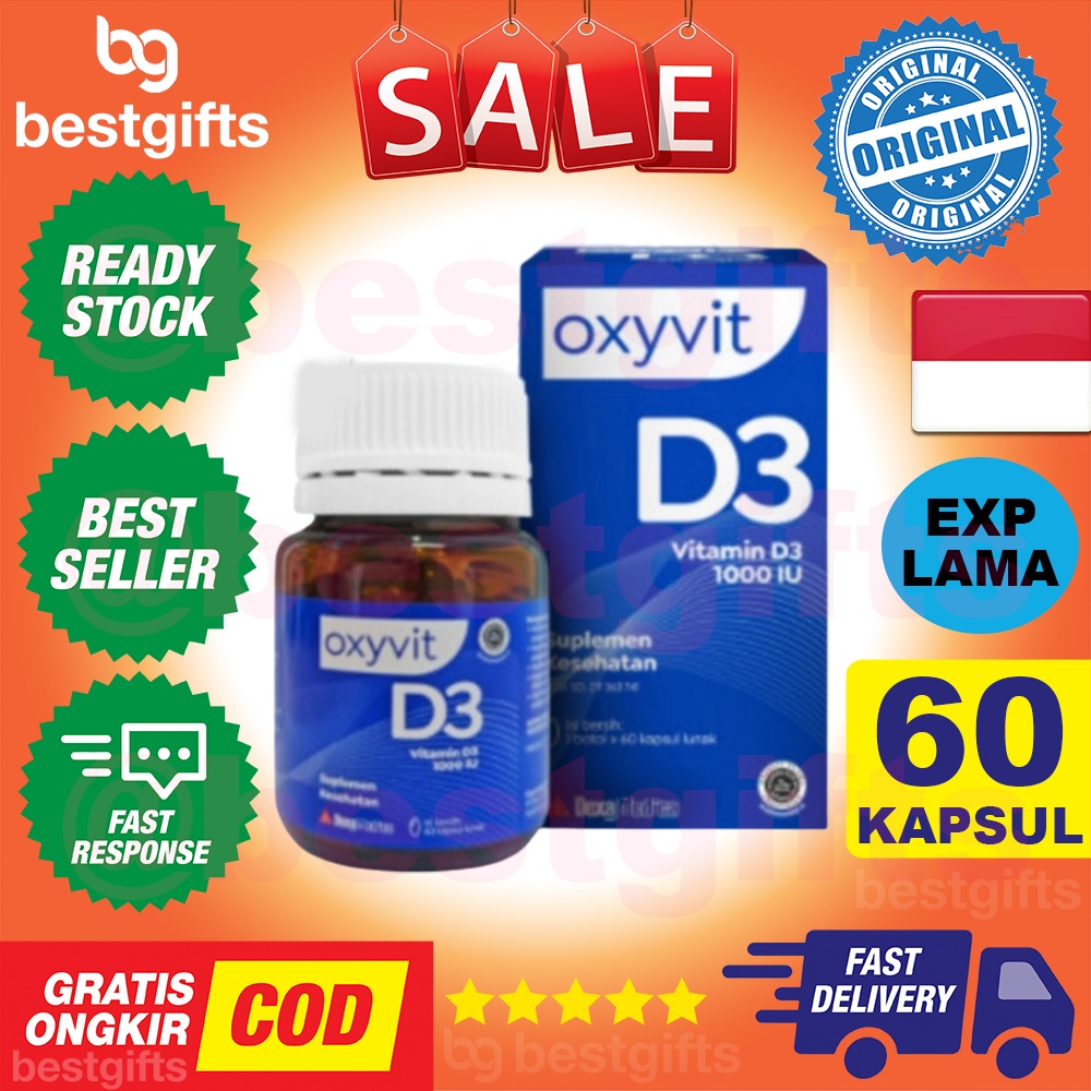 OXYVIT VITAMIN D3 1000 IU VIT D 1000IU PENYERAPAN KALSIUM FOSFOR TULANG KUAT DAYA TAHAN TUBUH 60 KAPSUL