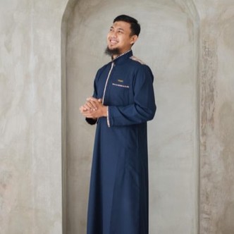 Gamis Jubah Pria Muslim Motif Kotak NAVY