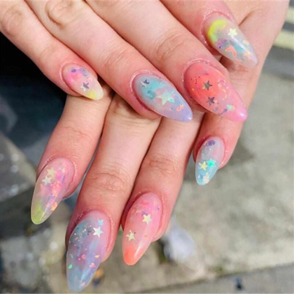 Mxbeauty Payet Kuku Bintang Warna-Warni Hati Kupu-Kupu DIY Acrylic Nail Art Manicure