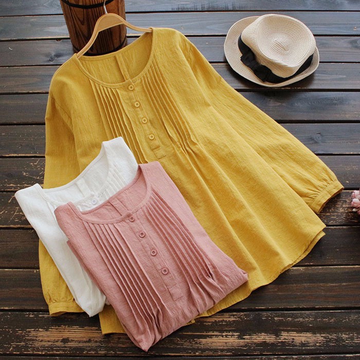 Blouse Wanita Jumbo Lengan Panjang Muslim Big Size LD 110-140 – Atasan Fashion Casual